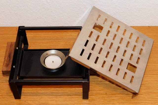 Bougie chauffe-plat en verre Georgshutte, design années 70, art du verre, réchaud brutaliste - France