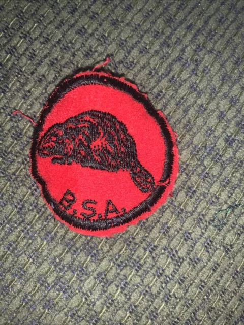 Older Felt Red And Black Boy Scout Beaver Patrol Patch BSA