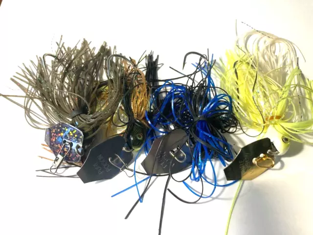 4 STRIKE KING LURE Discontinued PURE POISON Vibrating SWIM JIGS 4ct LOT Assorted