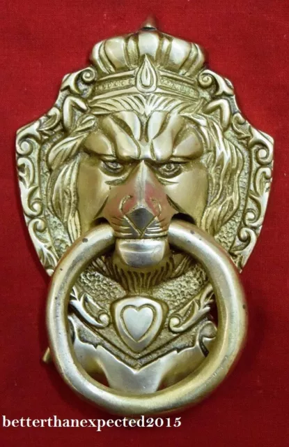 Lion Forme Porte Heurtoir Laiton Artisanat Domestique Décor Cadeau Objet 15.2cm