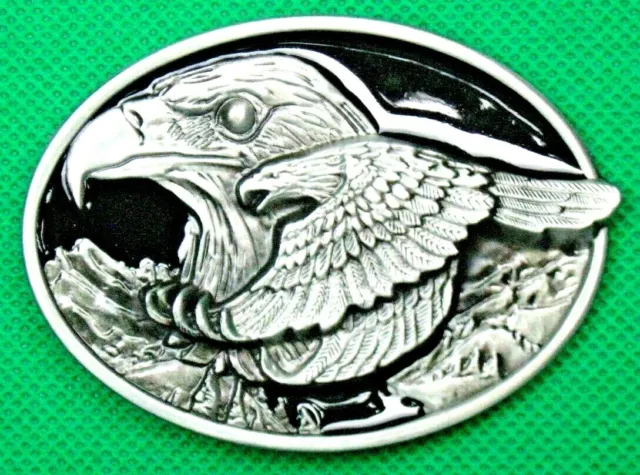 Belt Buckle "FLYING EAGLE+HEAD" 4 cm Wide Belt, DIY, Custom, Metal Casting.