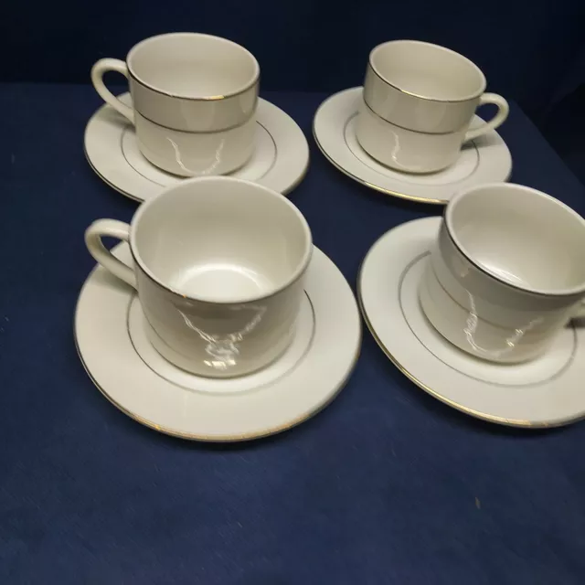 Vintage Tienshen China "Classic Gold" 4 Sets Cups/Saucers Retired Pattern EUC