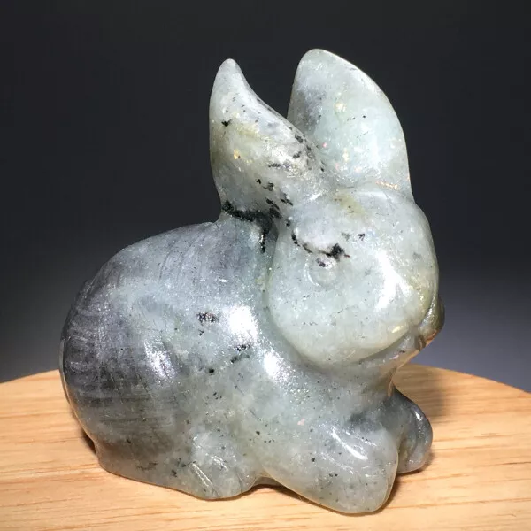 78g Natural Crystal.labradorite.Hand-carved.Exquisite rabbit.statues.gift 73