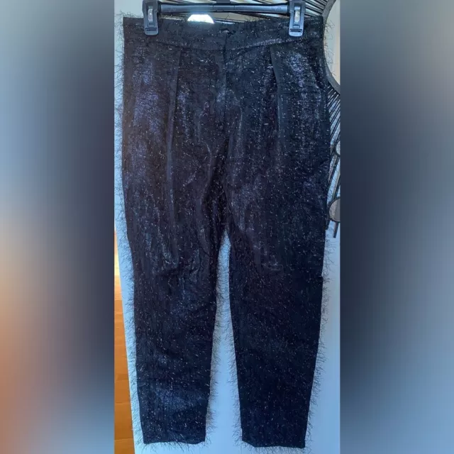 Rachel Comey Metallic Fringe Sparkle Black Pants Size 6 / M Runway Fall 2020