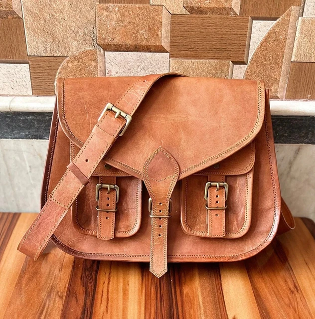 13 " Femmes Voyage Selle Cuir Vintage Porte-Monnaie Bandoulière Grand Sac Filles