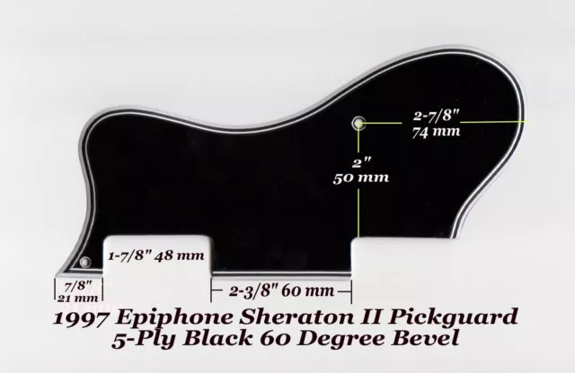 Sheraton 1997 5-Ply Black Pickguard made for Epiphone W/Bracket Project NEW