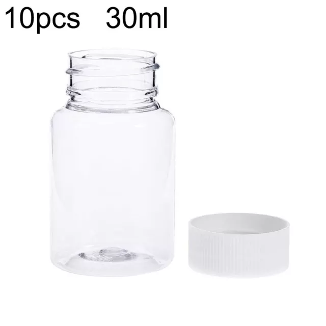 10Pcs 30ml Transparent Plastic Pill Bottles Salt Candy Cases Storage Container