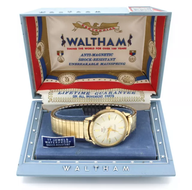 Orologio da polso Vintage Waltham Riempito Oro 10K Autocarica Da Uomo Con Scatola 17J #WB725-1