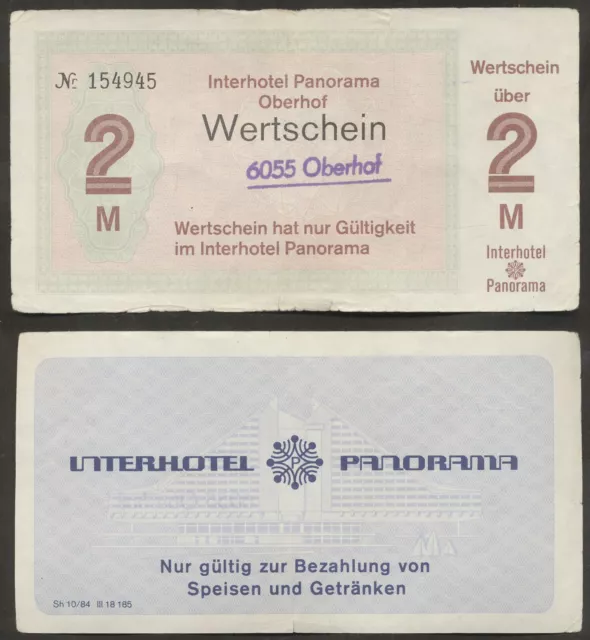 Hotelgeld Interhotel  Panorama Wertschein 2M Sh10/84III18185  Stempel Oberhof