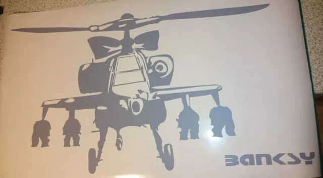 Banksy Elicottero Apache Decorazione Vinile Adesivo Murale Arte Graffiti Camera 3