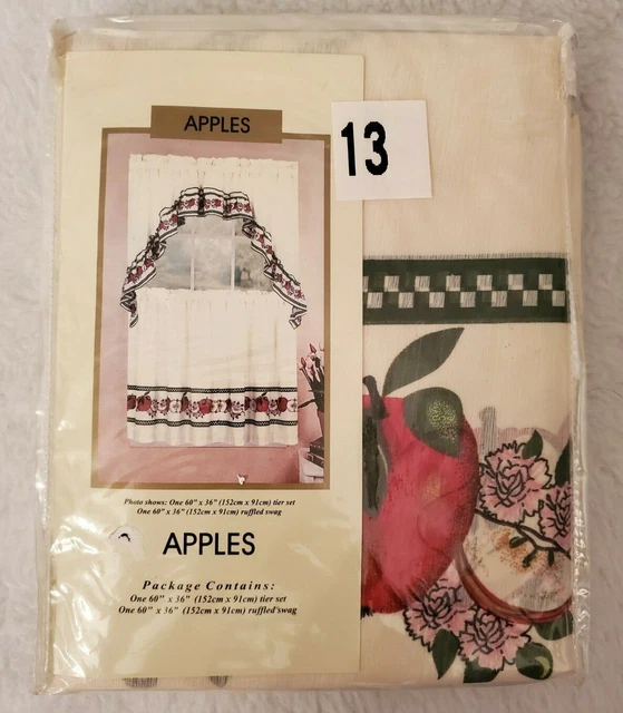 Curtains of Character by United NWT Apple Tier Swag Set Curtains Size 60" x 36"