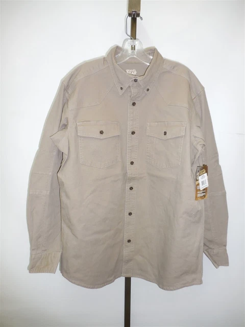 NWT Gravel Gear Flex Wear 8.75-Oz. Canvas Flex Work Shirt - Dark Stone, Large