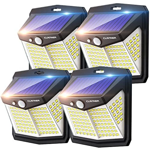 Claoner Lampe Solaire Extérieur Puissant【128 LED Lot de 4】Lumière IP65 Etanch...