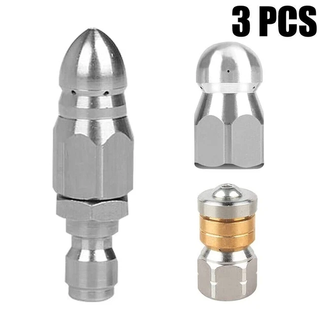 CLEAN AND CLEAR Blocked Pipes 3 Pcs Sewer Jetter Nozzles for Pressure