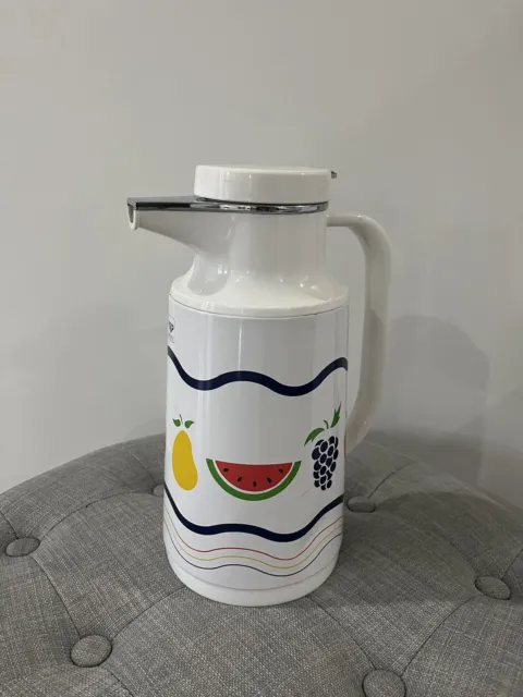 DIA Diamond Insulated Carafe White With Fruit Made in Japan Thermos Coffee