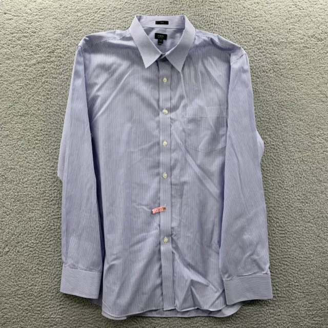 J Crew Shirt Mens XL Striped Button Up Blue White Slim Non Iron