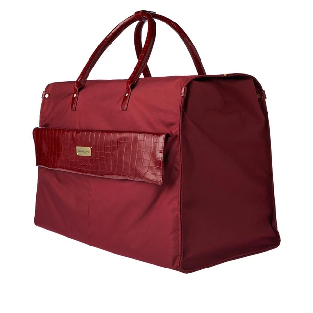 Samantha Brown Croco Detail Large Weekender Travel DUFFLE Luggage- Burgundy 2