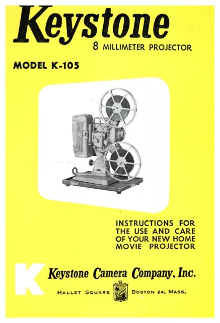 Keystone Model K 105 Owner's Operating Manual for 8mm Projector