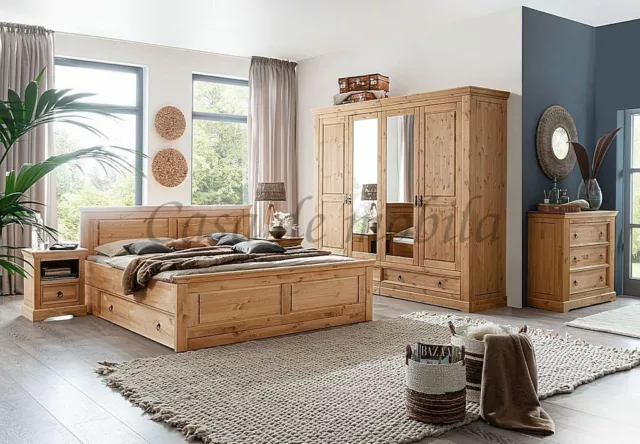 Massivholz Schlafzimmer-set 6teilig komplett Kiefer gelaugt geölt Landhaus-stil