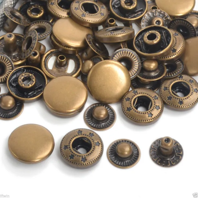 12.5mm Bronzes Press Studs Spring Popper Fasteners Leathercraft Sewing bag Purse