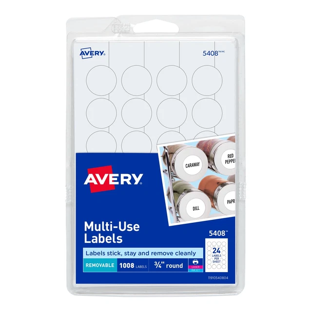 Removable ID Labels 3/4" Diameter, 1008/PK, White