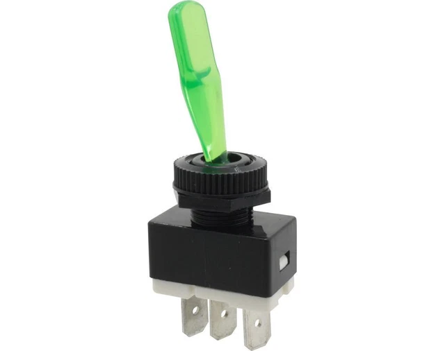 Donau Elektronik Kippschalter, 1-polig, schwarz, grün beleuchtet, ON-OFF