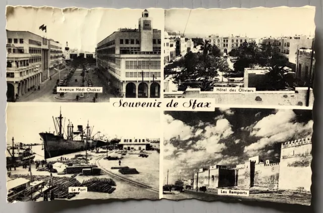CPA Tunisie - Diffèrentes vues de SFAX - Envoyée en Italie 1961