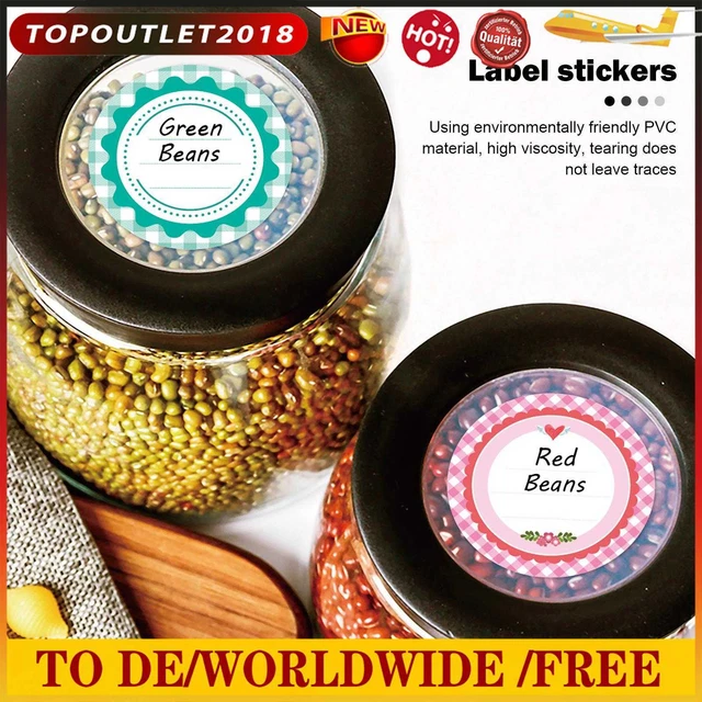 Canning Label Stickers Food Storage Labels for Bottle Jar and Lid 2 inch 16pcs