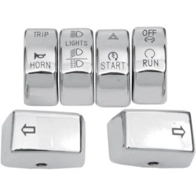 Chrome Switch Button Covers Harley Dyna & Softail Fat Boy Slim Breakout 11-15