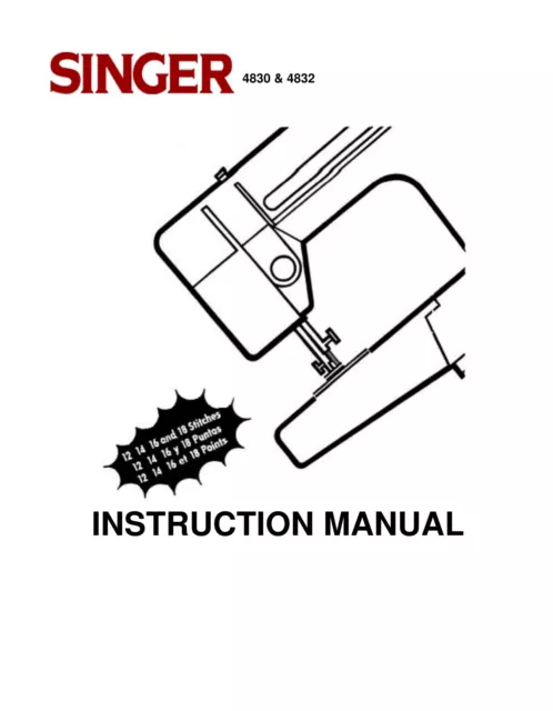 Singer 4830 4832 Sewing Machine Instructions User Manual Guide Bound