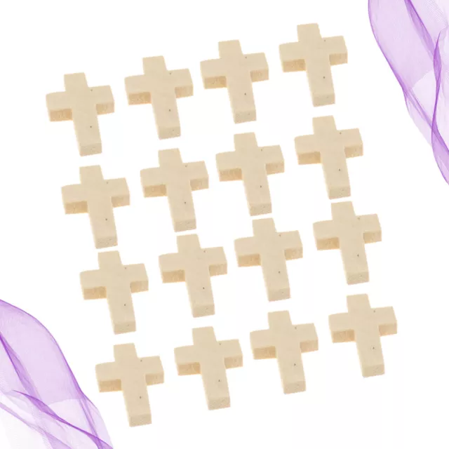 100 Pcs Bamboo Cross Embellishments Spacer Beads Wooden Pendant Charm