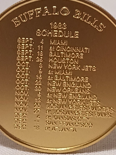 Johnnie Walker Red Token, Buffalo Bills 1983 Schedule 3