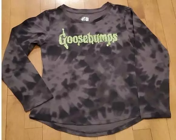 Girls GOOSEBUMPS Gray Tie Dye Long Sleeve T-Shirt Size Med 8 Large 10/12 NWT