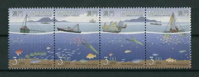 China Macao Macao 1996 Sello de red de pesca completo 4V en tira mnh