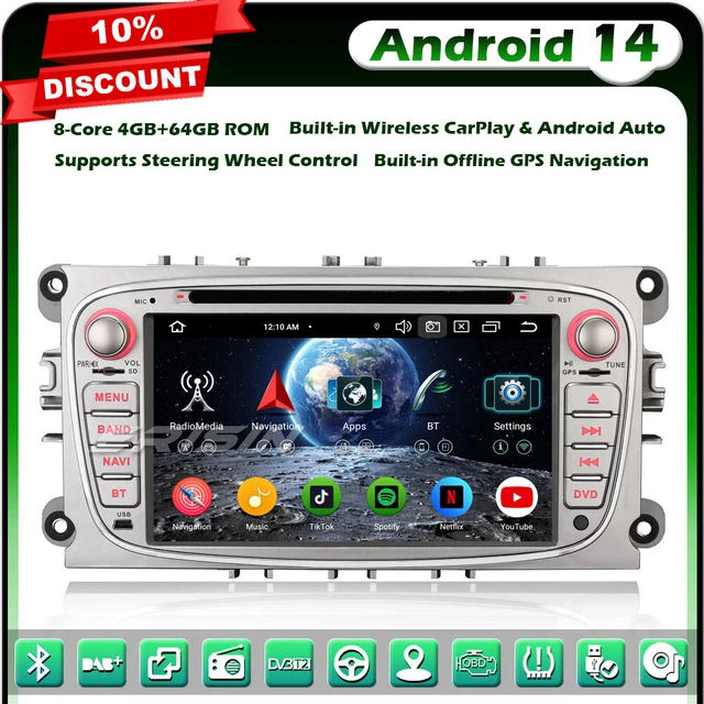 Erisin 4GB 64GB Android 14 Autoradio mit GPS Navigation für Ford Focus Erisin 4GB 64GB Android 14 Autoradio mit GPS Navigation für Ford Focus