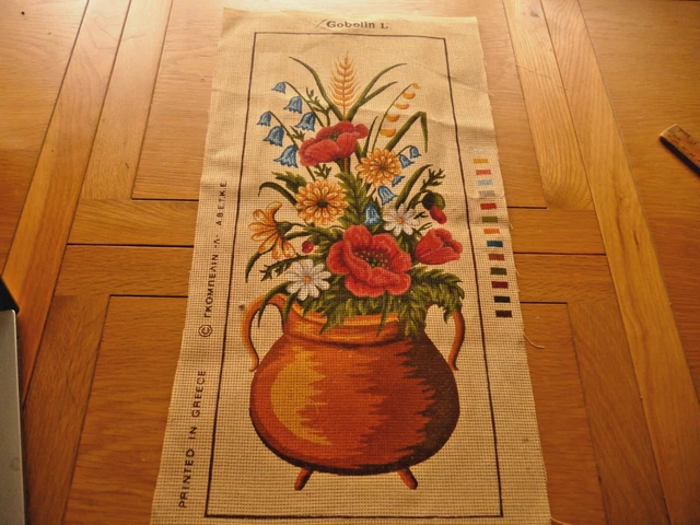 Canvas Pour Needlepoint - Gobelin L - Fille Avec Chaton - 45x60 Cm - Toile Peinte à La Main - 10 Count