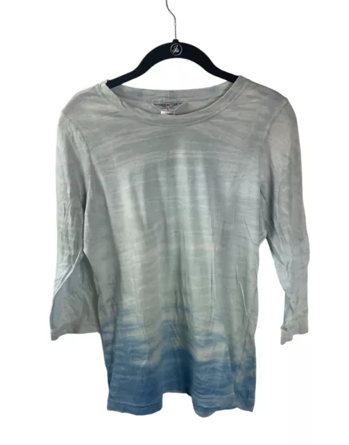 HARD TAIL Forever  3/4 Sleeve Tee T Shirt Tie Dye Blue White ombré size large