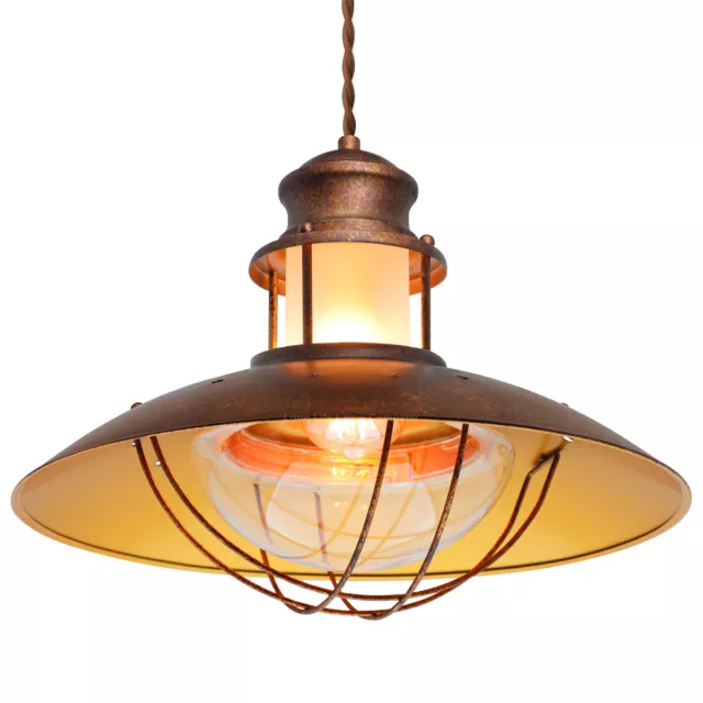 Industrial Ceiling Rustic Pendant Light Caged Lamp Shade Nautical Lantern H3076