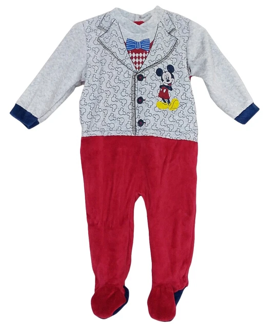 Tutina body neonato in ciniglia invernale Disney Topolino Mickey Mouse 9 mesi