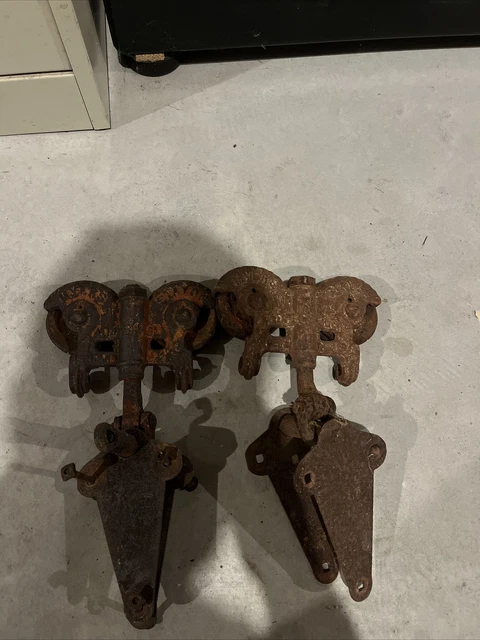Original Myers Adjustable Sure Grip Stay On Cast Iron Barn Door Rollers Hangers