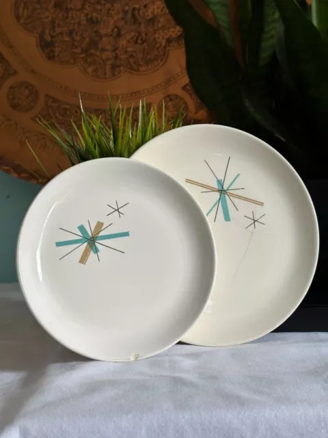 Vintage MCM Salem North Star Atomic Starburst Mid Century Plates Set of 2