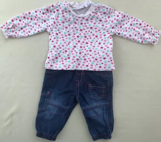 2 articles BÉBÉ FILLE : Taille 0-3mths : 1 DeminPantalon avec rose & 1 T-Shirt avec étoiles