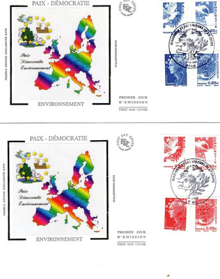 Lot De 2 Enveloppes Premier Jour Marianne De Beaujard