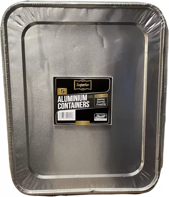 Aluminium Foil Trays Containers For Baking & Roasting 9x13 Pack of 5