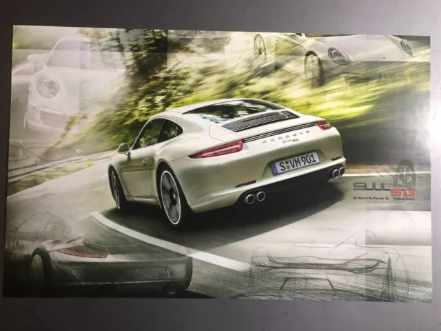 2014 Porsche 911 Carrera 50th Coupe Showroom Advertising Poster - RARE!! Awesome