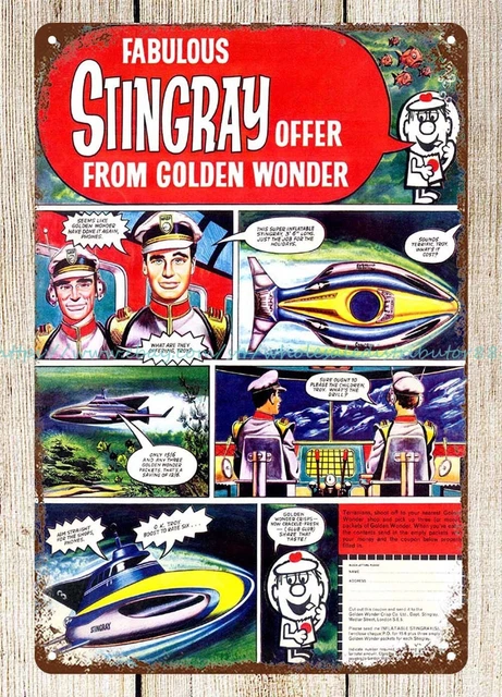 Golden Wonder Stingray Inflatable 1965 old toy ads metal tin sign plaque metal Golden Wonder Stingray Inflatable 1965 old toy ads metal tin sign plaque metal
