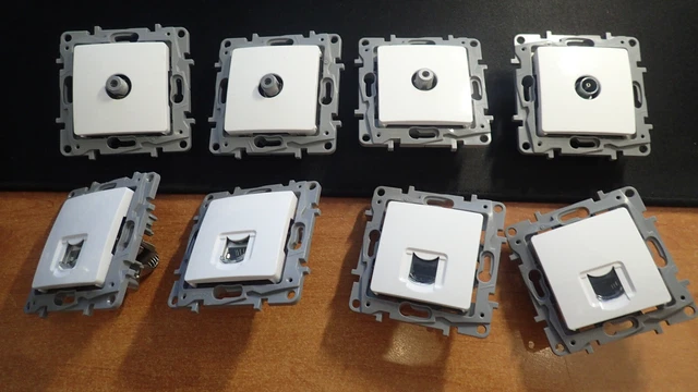 Lot Legrand NILOE BLANC - Lot multimédia 4 prise TV et 4 prises RJ45 legrand