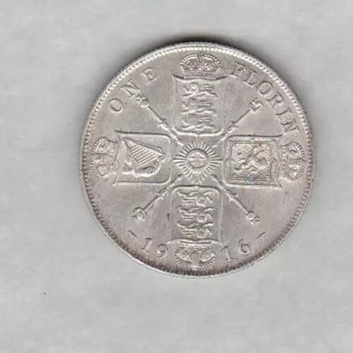 1916 George V Silver Florin Coin In Good Very Fine Condition