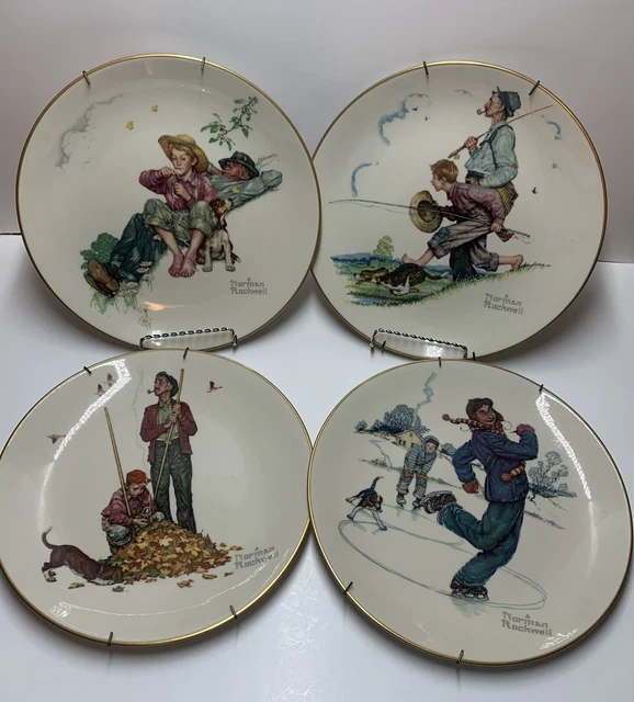 SET OF 41974 Collector Plates Norman RockwellFour Seasons 1948 Series