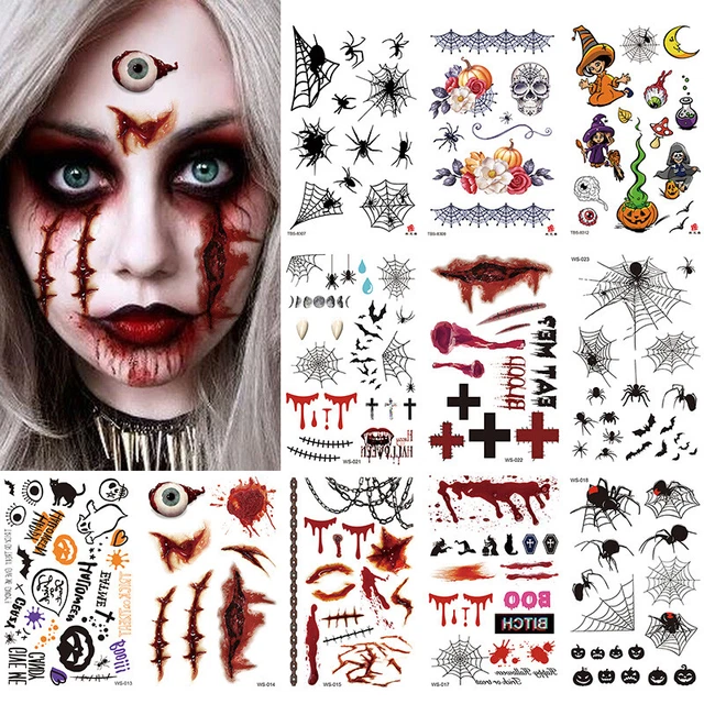 HOWAF Tatouage visage chauve-souris temporaire pour costume de carnaval Halloween